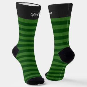 Knit look - Forest Green Striped - jouw naam over Sokken