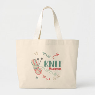 Knit maakt Humor vast met een multikleurenpatroon Grote Tote Bag