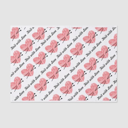 Knit met Love Yarn Hearts Crafts Pattern Tissuepapier (Voorkant)