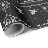 Knit Nativiteitsscène Christelijk kerstrood wit Cadeaupapier (Rol Hoek)