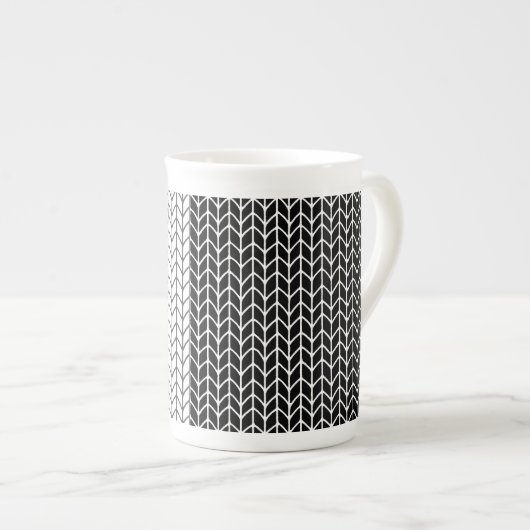 KNIT NOIR & BLANC Bone China Mug (Devant droit)