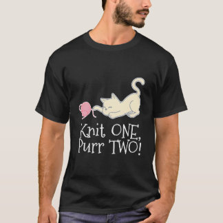 Knit One Purr Two Cat Yarn Crocheting T-shirt