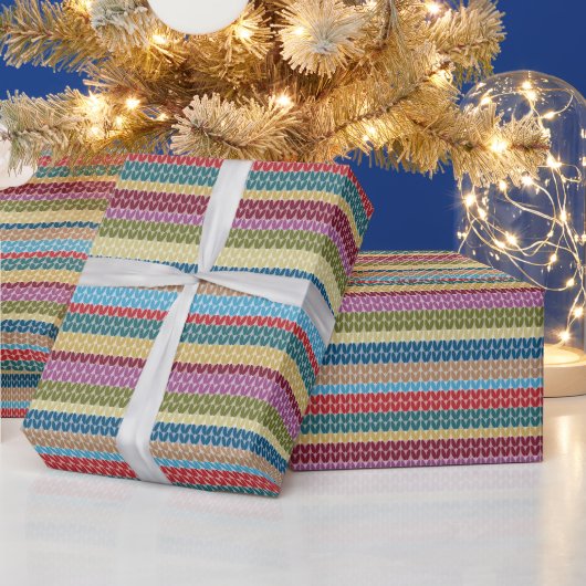 Knit Pattern Country Style Wrapping Paper Cadeaupapier (Feestdagen)