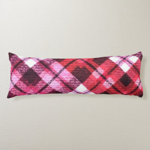 Knit Plaid Tartan Check roze witte wijn patroon Lichaamskussen