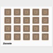 KNIT PURL TAN Stickers petit Carré + Initiale (Feuille)