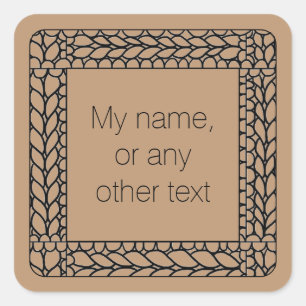 KNIT PURL TAN Stickers petit Carré + Texte