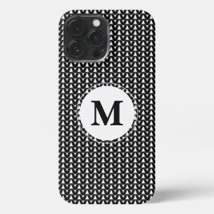 Knit Stitch Crafts Black Monogram iPhone Case iPhone 13 Pro Max Hoesje