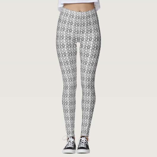 Knit Stockinette Stitch Crafts Print Silver Leggings (Voorkant)