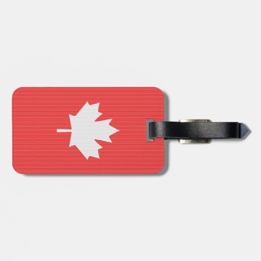 Knit Style Maple Leaf Knitting Motif Bagagelabel (Achterkant horizontaal)