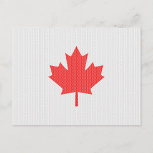 Knit Style Maple Leaf Knitting Motif Briefkaart