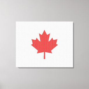 Knit Style Maple Leaf Knitting Motif Canvas Afdruk