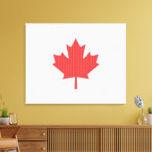 Knit Style Maple Leaf Knitting Motif Canvas Afdruk (Insitu (Woonkamer))