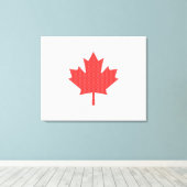 Knit Style Maple Leaf Knitting Motif Canvas Afdruk (Insitu (Houten vloer))