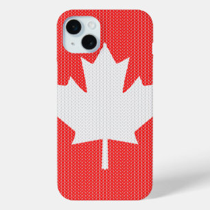 Knit Style Maple Leaf Knitting Motif iPhone 15 Mini Hoesje