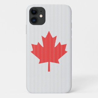 Knit Style Maple Leaf Knitting Motif iPhone 11 Hoesje