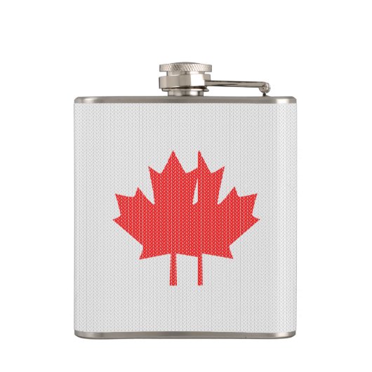 Knit Style Maple Leaf Knitting Motif Heupfles (Achterkant)