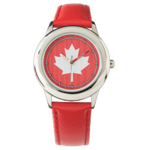 Knit Style Maple Leaf Knitting Motif Horloge