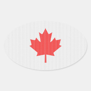 Knit Style Maple Leaf Knitting Motif Ovale Sticker