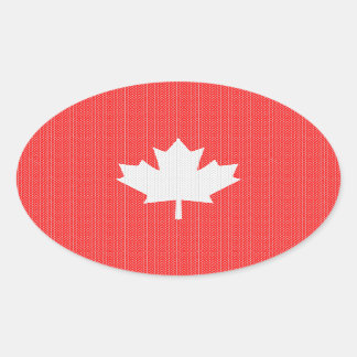 Knit Style Maple Leaf Knitting Motif Ovale Sticker