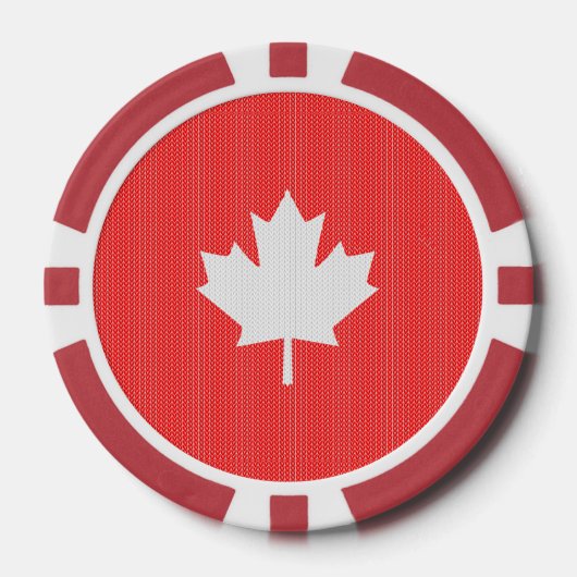 Knit Style Maple Leaf Knitting Motif Poker Chips (Voorkant)