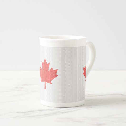 Knit Style Maple Leaf Knitting Motif Porselein Kop (Voorkant rechts)