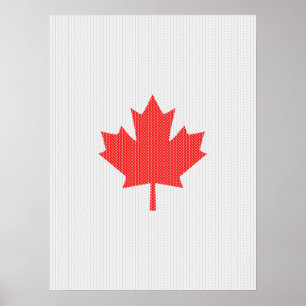 Knit Style Maple Leaf Knitting Motif Poster