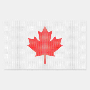 Knit Style Maple Leaf Knitting Motif Rechthoekige Sticker