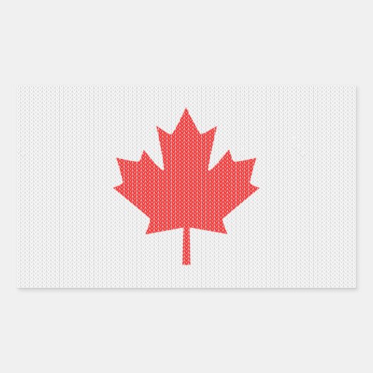 Knit Style Maple Leaf Knitting Motif Rechthoekige Sticker (Voorkant)