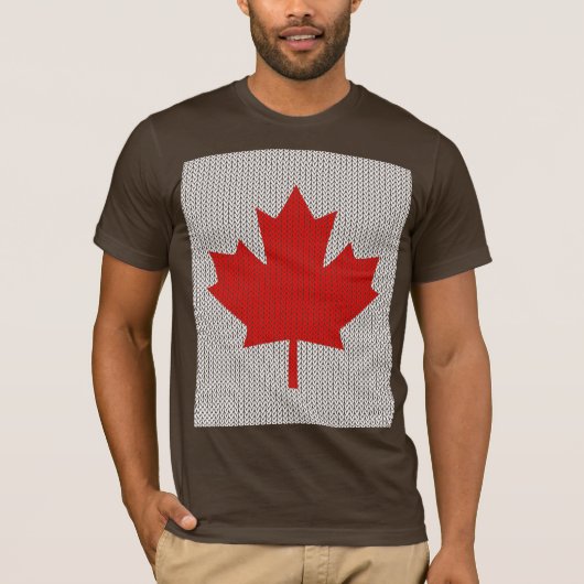 Knit Style Maple Leaf Knitting Motif T-shirt (Voorkant)