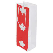 Knit Style Maple Leaf Knitting Motif Wijn Cadeautas (Voorkant Gekanteld)