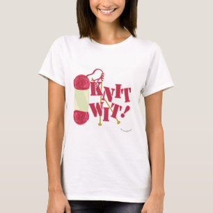 Knit Wit Funny Knitter Hobby Cartoon Design T-shirt