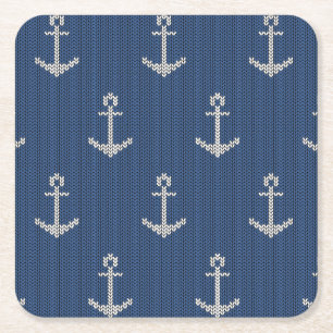 Knit Zee Anchor Vierkante Kartonnen Onderzetter