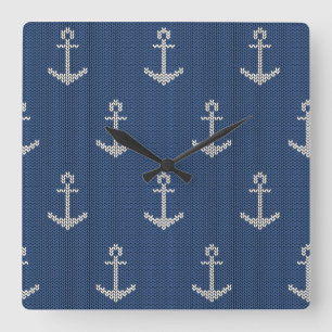 Knit Zee Anchor Vierkante Klok