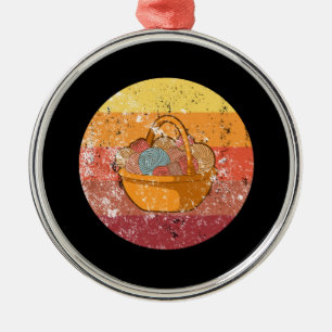 Knitingmandje met wol metalen ornament