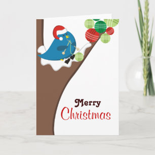 Knitingvogel met kerstfeestgaren feestdagen kaart