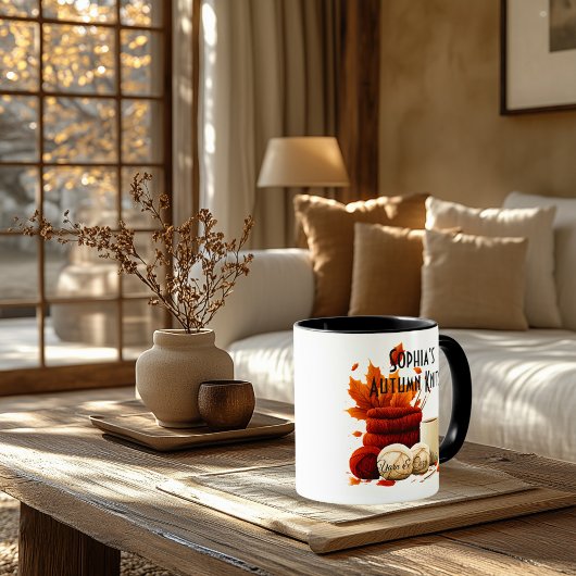 Knits d'automne Mug - Fils et cubes de café confor