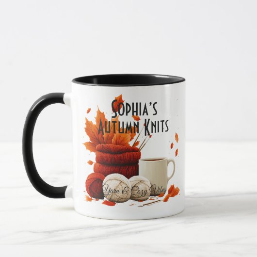Knits d'automne Mug - Fils et cubes de café confor (Gauche)