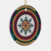 Knitted Fall Leaf Snowflake Pattern Christmas Keramisch Ornament (Rechts)