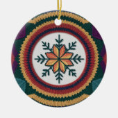 Knitted Fall Leaf Snowflake Pattern Christmas Keramisch Ornament (Voorkant)