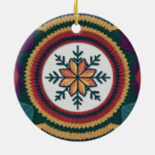 Knitted Fall Leaf Snowflake Pattern Christmas Keramisch Ornament (Achterkant)