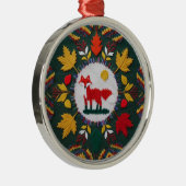 Knitted Fox Maple Leaf Woodland Round Ornament (Rechts)