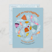 Knitted Hats and Mittens Winter Set Feestdagenkaart (Voorkant / Achterkant)