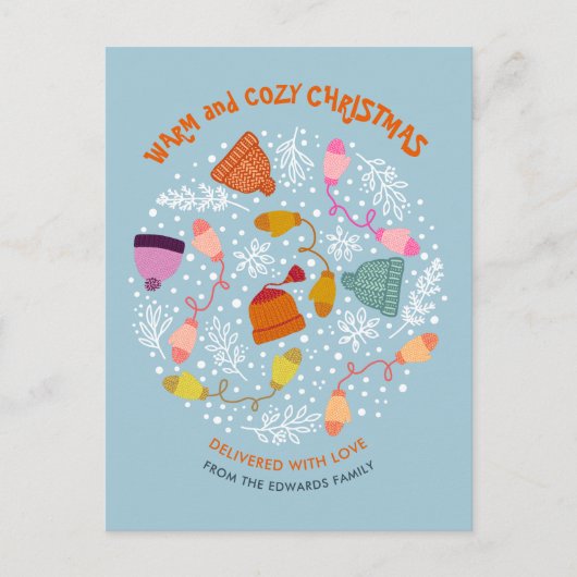 Knitted Hats and Mittens Winter Set Feestdagenkaart (Voorkant)