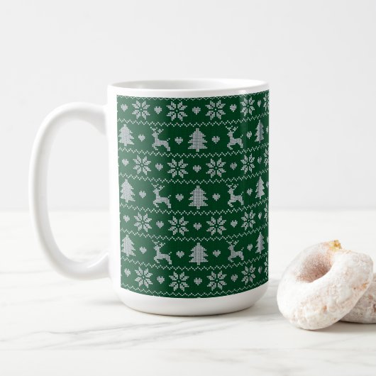 Knitted seamless Christmas pattern Koffiemok (Met donut)