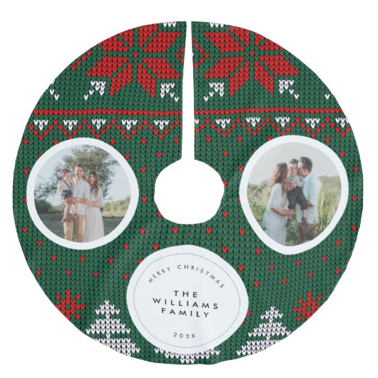 Knitted Sweater Pattern Family Photo Kerstboom Rok (Voorkant)