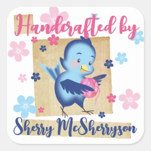 Knitter crochet homespun garen vierkante sticker