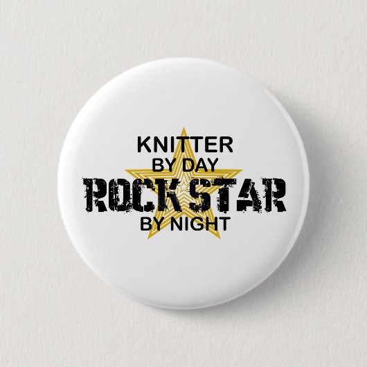 Knitter Rock Star by Night Ronde Button 5,7 Cm (Voorkant)