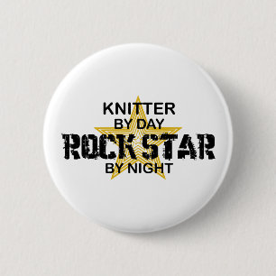 Knitter Rock Star by Night Ronde Button 5,7 Cm