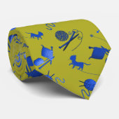 Knitters Cravate Aiguilles en fil Chats Motif bleu (Roulé)
