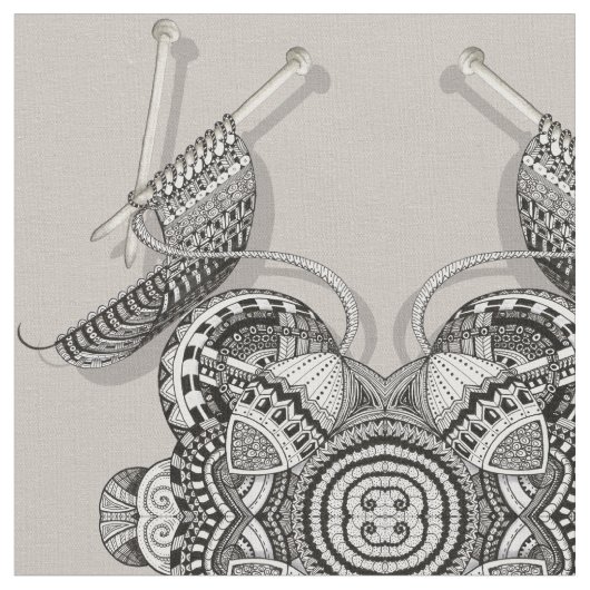 Knitters Paradise Doodle Art Stof (Close Up)